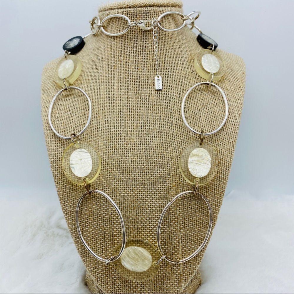 Liz & Company Resin Lucite MOP Long Necklace Sz 32